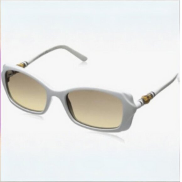 Gucci White Bamboo Sunglasses - GG3194/S - Rectangular Brown Tint - Never Worn - Picture 1 of 14